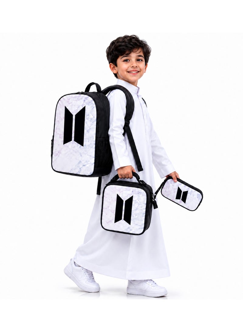 Backpack A uniquely designed school backpack set for children, consisting of 3 pieces (backpack + pencil case + lunch bag), suitable for elementary school students and children aged 5 to 10 years, for daily use and school. - Image 1