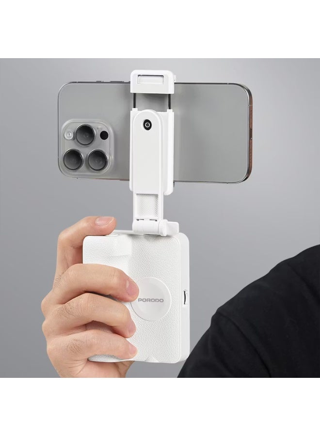 porodo Blue Porodo Lifestyle 3-in 1 Bluetooth Selfi Stick with Detachable Fill Light & Stand, 360° Rotation, Extendable Arm, 12 Hours Working Time - White - Image 1