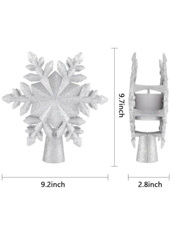 GGEROU - Decoration Tree Topper Lighted Star Tree Topper with Rotating Snowflake Projector Lights 3D Glitter Hollow Star Tree Topper for Festival Tree Decorations - Image 1