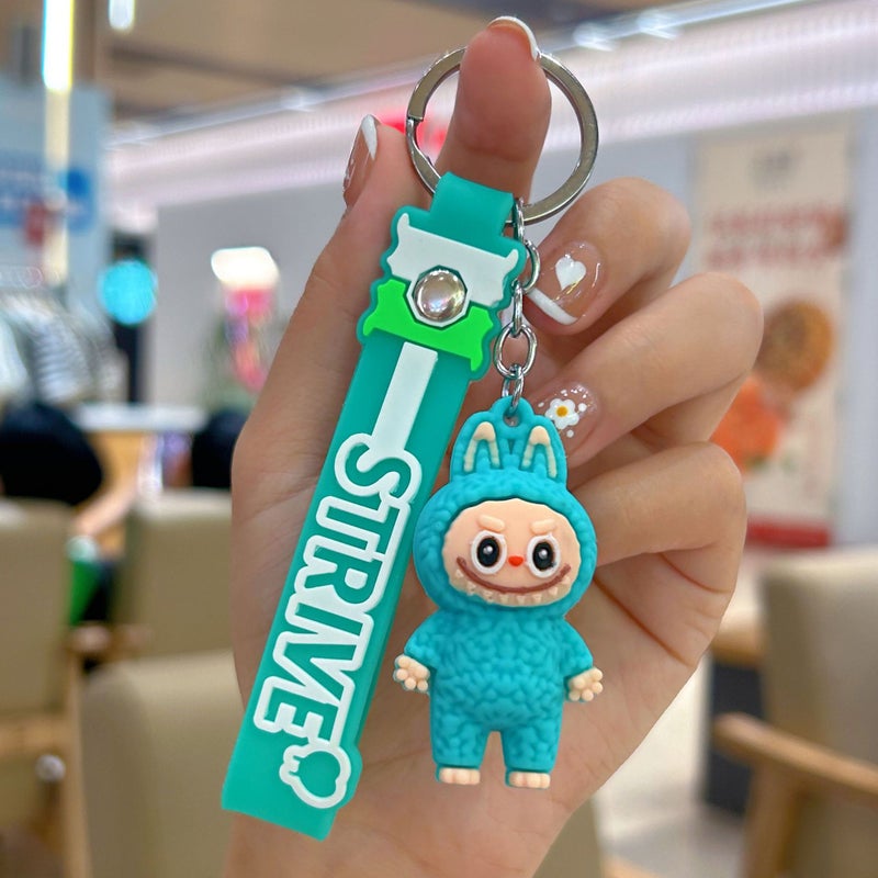 Labubu Cartoon Sheep Silicone Keychain Accessory Green-rab little sheep 