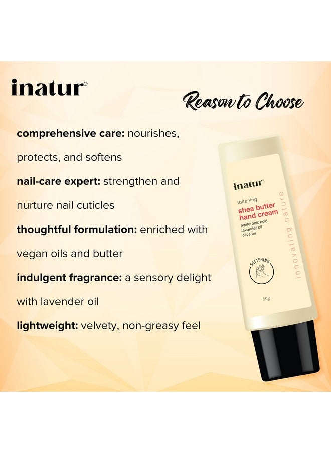 INATUR Shea Butter Hand Cream 50G - Best Hand Cream For Dry And Rough Hands | Hand Cream For Brightening & Nourishing | Protects, Softens Skin, Nails & Cuticles | Deep Moisturizing Care  - Image 2