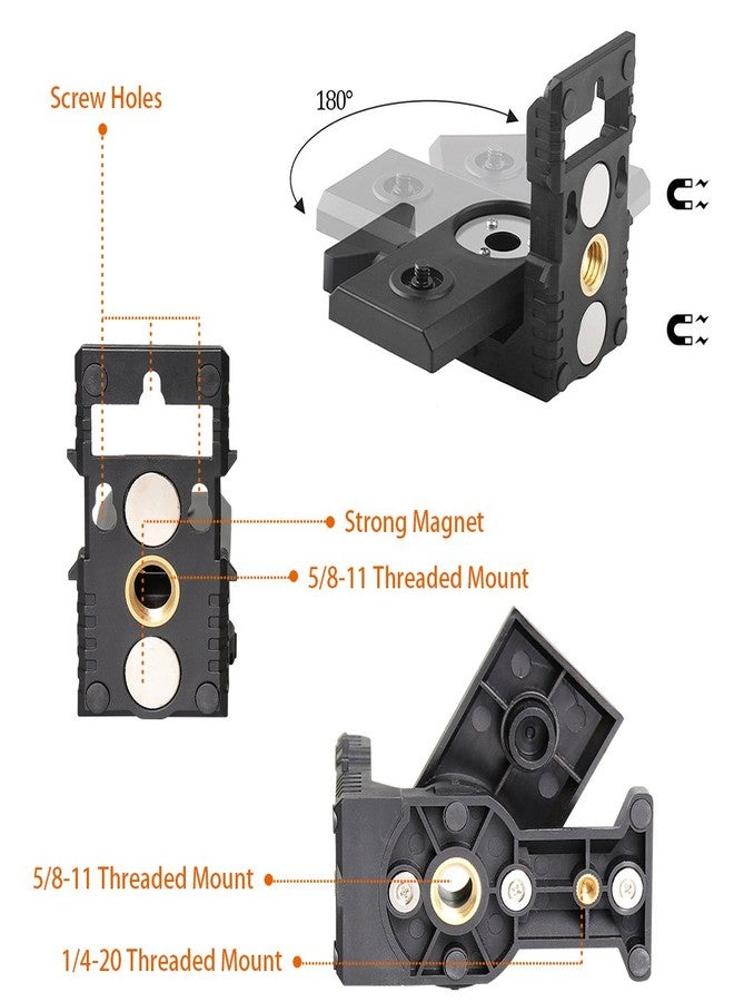 Huepar Laser Level L-shape Laser Level Adapter - Huepar Magnetic Pivoting Base for Wall & Ceiling Mount, alternative to a standard 1/4" and 5/8" thread - Image 2