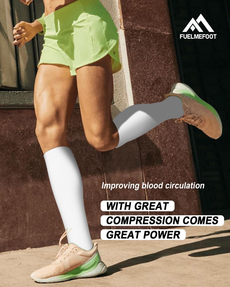 FuelMeFoot 6 Pairs Compression Socks for Women & Men 15-20mmHg Graduated Support Knee High Socks for Nurses, Travel, Athletic - Image 2