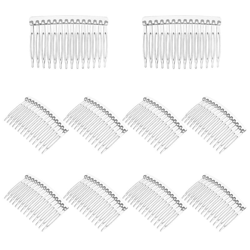 أونيليتيك 10 قطع مشط شعر بلاستيكي بأسنان فرنسية صغيرة 14 سنًا مشط شعر مشبك مشط شفاف لحامل كعكة للنساء العرائس في حفلات الزفاف