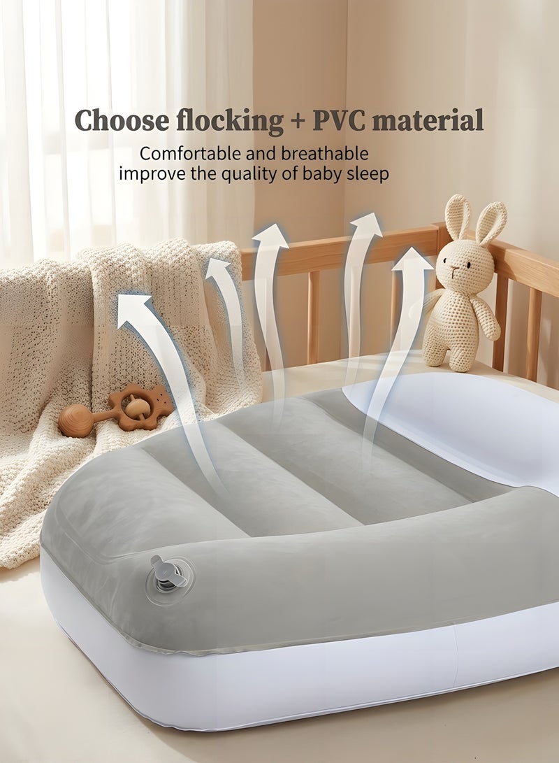 بيوينتي سرير طفل للطائرات، سرير سفر قابل للنفخ للأطفال في السيارة، ممدد مقعد للقدمين في الطائرة للأطفال، سرير طفل في الطائرة يتضمن سرير سفر قابل للنفخ، مضخة هواء يدوية، حقيبة سفر - Image 2