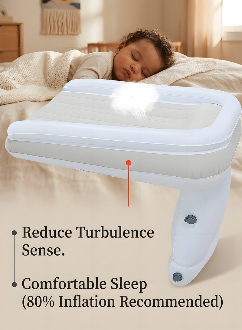 بيوينتي سرير طفل للطائرات، سرير سفر قابل للنفخ للأطفال في السيارة، ممدد مقعد للقدمين في الطائرة للأطفال، سرير طفل في الطائرة يتضمن سرير سفر قابل للنفخ، مضخة هواء يدوية، حقيبة سفر - Image 3