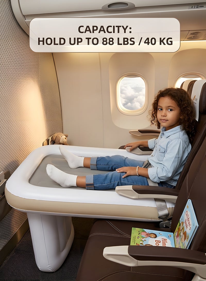 بيوينتي سرير طفل للطائرات، سرير سفر قابل للنفخ للأطفال في السيارة، ممدد مقعد للقدمين في الطائرة للأطفال، سرير طفل في الطائرة يتضمن سرير سفر قابل للنفخ، مضخة هواء يدوية، حقيبة سفر - Image 4