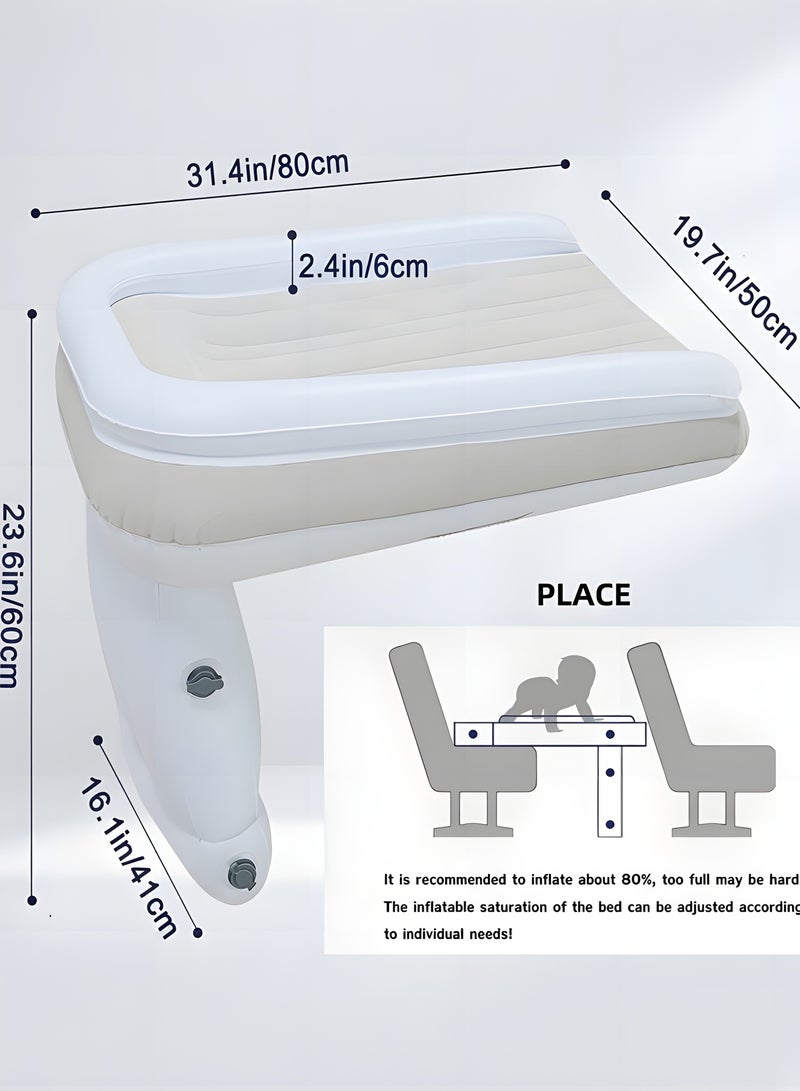 بيوينتي سرير طفل للطائرات، سرير سفر قابل للنفخ للأطفال في السيارة، ممدد مقعد للقدمين في الطائرة للأطفال، سرير طفل في الطائرة يتضمن سرير سفر قابل للنفخ، مضخة هواء يدوية، حقيبة سفر - Image 5