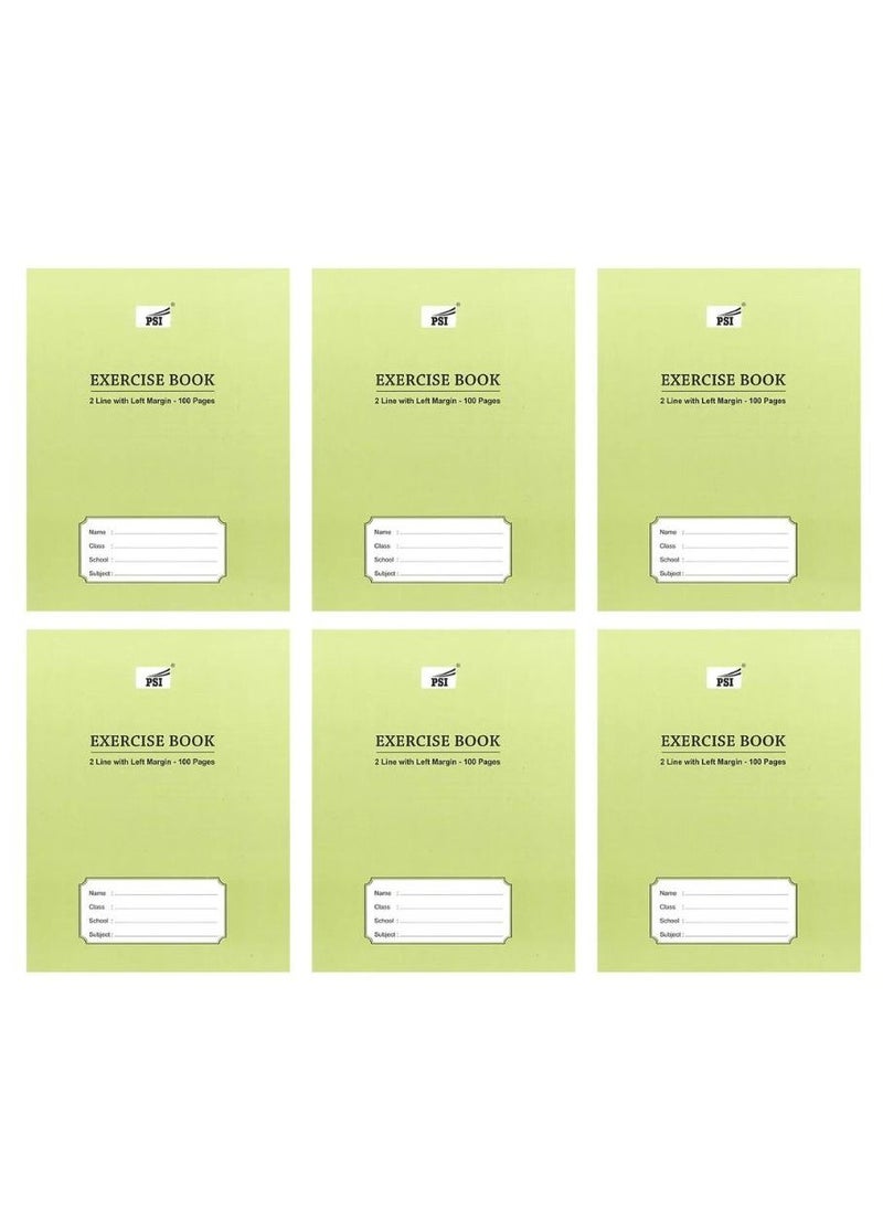 Psi Two Line Exercise Book, 100 Pages Green  - Image 1