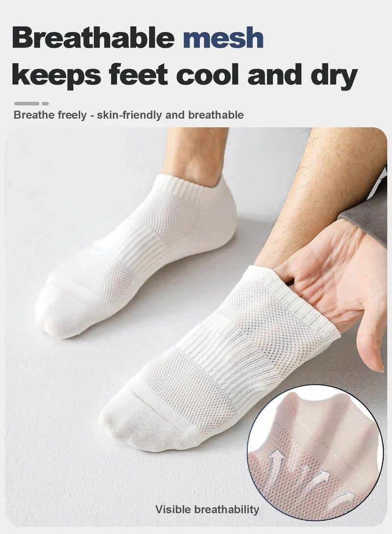 Men's Ankle Socks 5-Pack - Summer Mesh Breathable Socks with 7A Antibacterial Technology, Moisture Wicking, Anti-Slip Massage Sole - Image 2