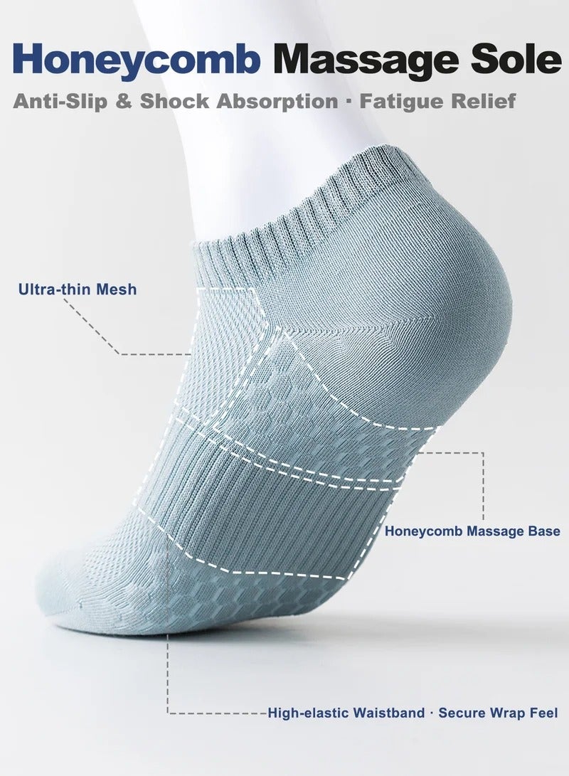 Men's Ankle Socks 5-Pack - Summer Mesh Breathable Socks with 7A Antibacterial Technology, Moisture Wicking, Anti-Slip Massage Sole - Image 5