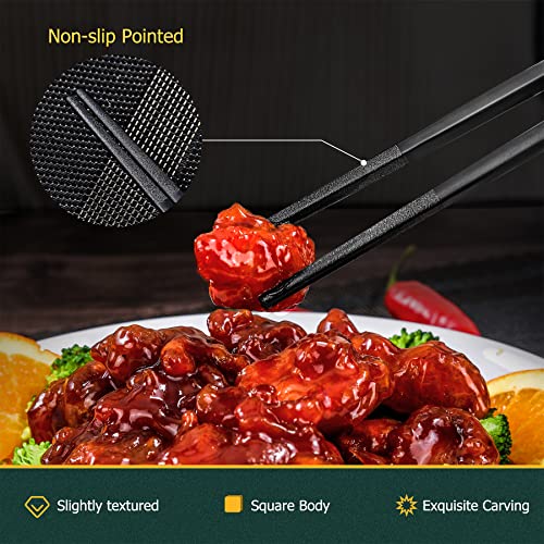 HuaLan Fiberglass Chopsticks Series - Japanese Non-Slip Chopstick, Reusable Chop Sticks Dishwasher Safe, 5 Pairs, Gift Set, 9.9 Inches,Golden Fish - Image 5