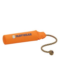 Ruffwear Lunker Throw Toy for Dogs - Durable, Soft Fabric Toy with Rope Handle for Fetch and Tug on Land & Water, Campfire Orange, Medium