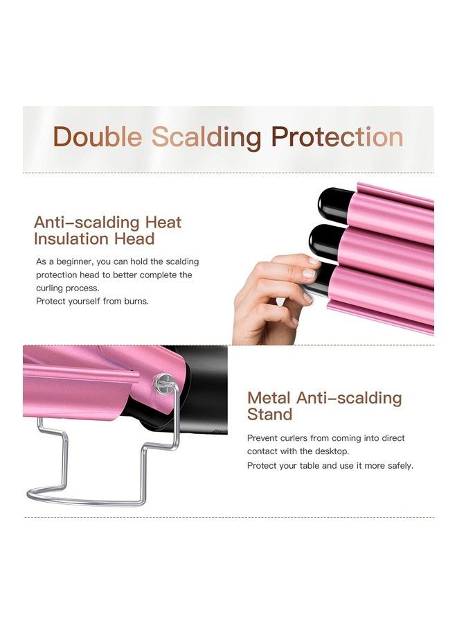 NIBEMINENT 3 Barrel Portable Hair Curler Electric Iron Pink/Black - Image 4