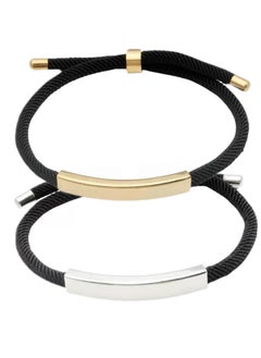 Generic 2 Pieces Stainless Steel Braided Rope Bracelet Ideal as Gift for Couples Men Women  - Image 1