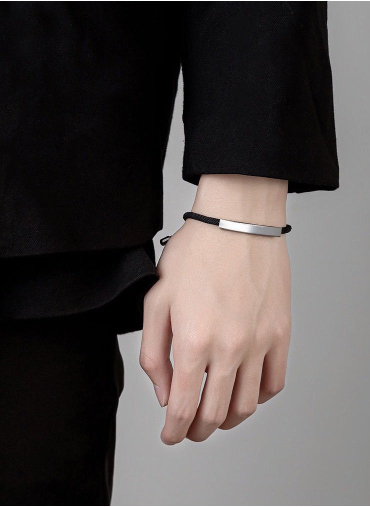 2 Pieces Stainless Steel Braided Rope Bracelet Ideal as Gift for Couples Men Women