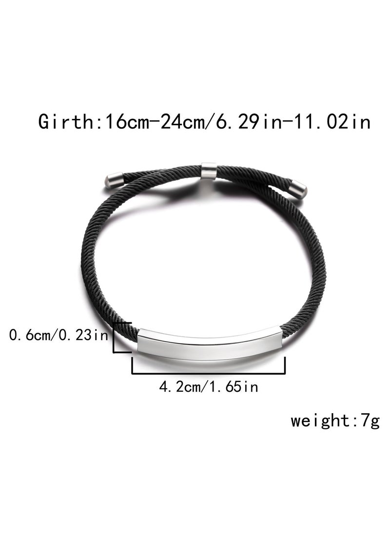 2 Pieces Stainless Steel Braided Rope Bracelet Ideal as Gift for Couples Men Women