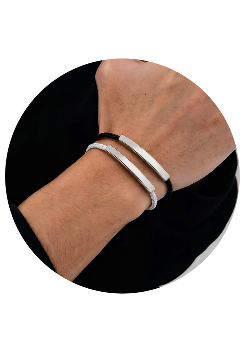 قطعتان من أساور الحبل المنسوج من الفولاذ المقاوم للصدأ - هدية مثالية للأزواج (رجال/نساء) - Image 3