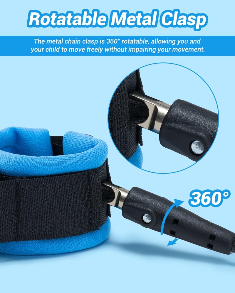 Dr.meter Toddler Leash, 2 Pack Safety Anti Lost Wrist Link with Key Lock, Reflective Child Walking Harness, 8.2ft Blue + 4.92ft Orange Kids Leash for Supermarket Mall Airport Amusement Park Zoo Travel - Image 5