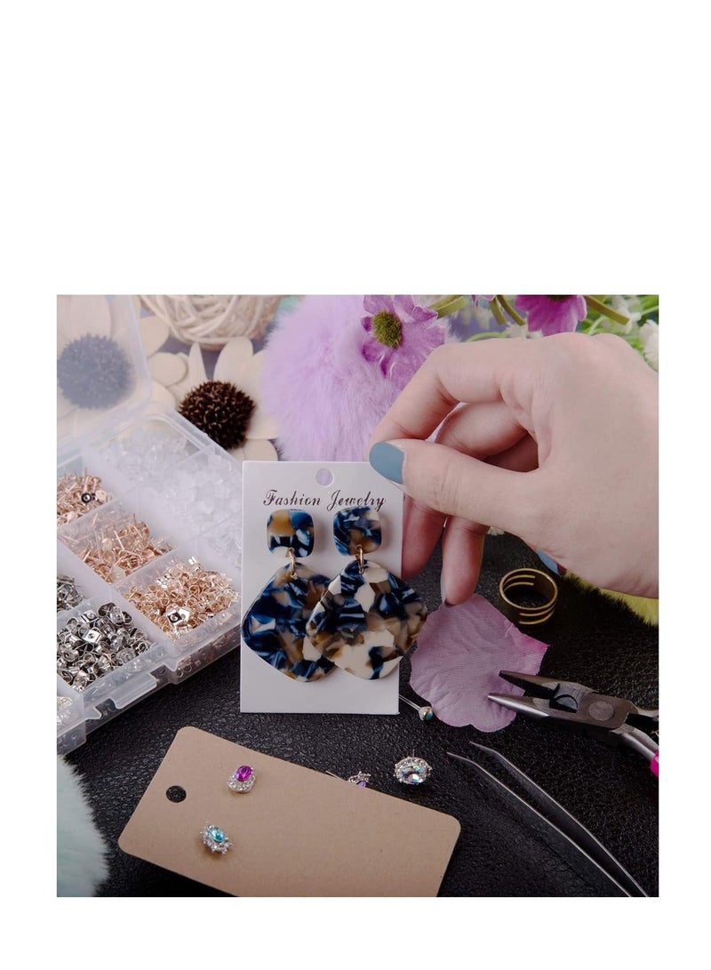 SYOSI 2600 Pcs Earring Making Supplies with Stainless Steel Earring Posts Earring Backs Flat Pad Earring Studs Earring Blank with Butterfly and Rubber Bullet Earring Backs for Earring Jewelry Making  - Image 3