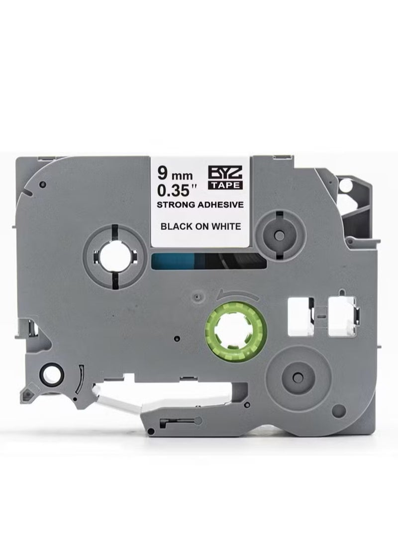 Laminated Tape Black On White 9mm TZc-S221 Black/White - Image 2