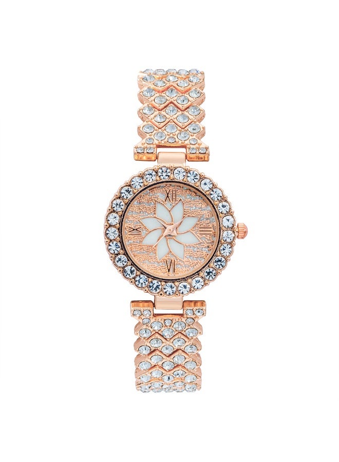 ساعات معصم نسائية فاخرة من الذهب الوردي، ساعة سوار ماسية، ساعة كوارتز عصرية casual للسيدات - Image 1