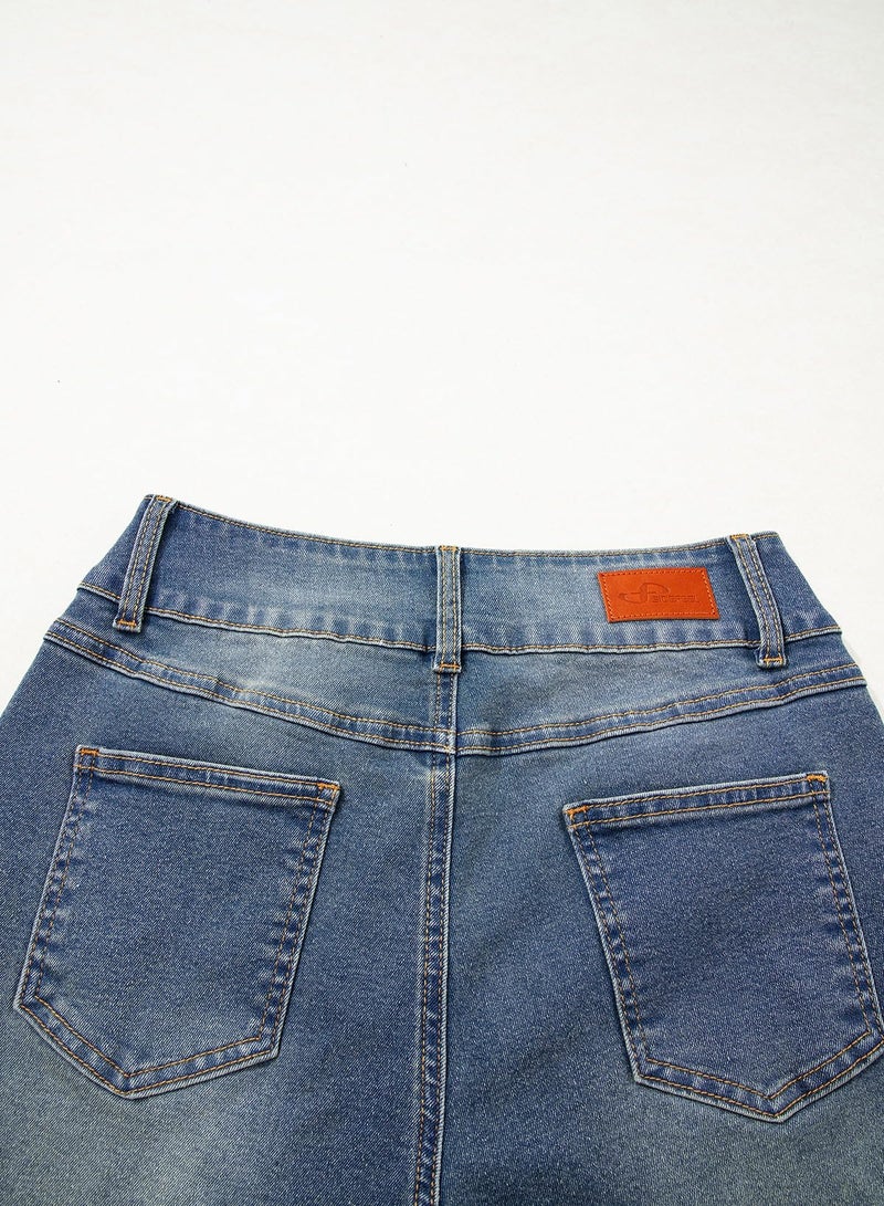 Sidefeel Women's Jeans High Waisted Stretchy Wide Leg Jeans Trendy Seamed Front Straight Leg Loose Denim Pants Vintage Blue Size 10 - Image 5
