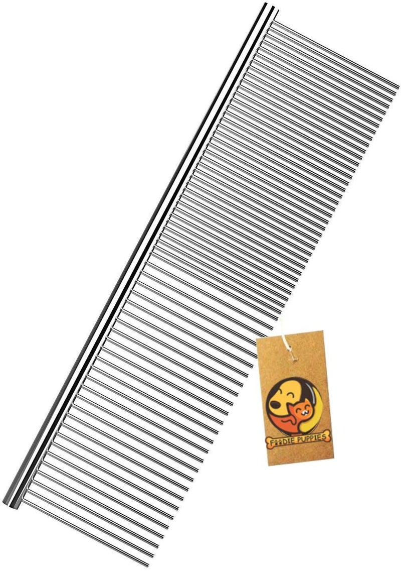 DARDRIS Professional Rounded Teeth Stainless Steel Comb for Dogs - (Flat Comb, Large) | Pet Hair Grooming Comb | Flat Comb for All Breed Sizes and All Type of Pets (Large) - Image 1
