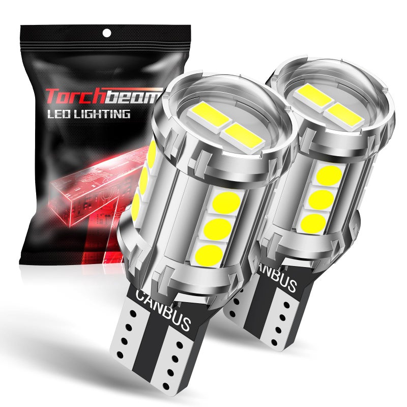 Torchbeam 912 921 LED Reverse Light Bulbs T15, 3000 Lumens, 904 916 W16W 6000K Xenon White Reverse Light Bulbs with 3030 LED Chips, Non-Polarity, CANBUS Error Free
