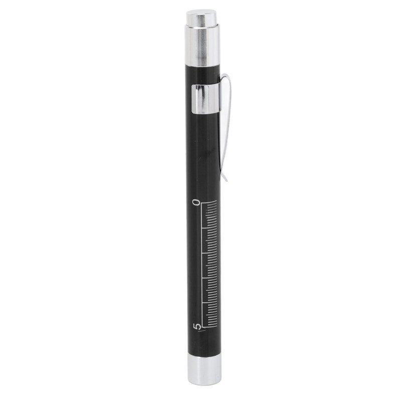 LED Penlight Yellow Lighting Concave Head Aluminum Alloy Medical Pen Light with Pupil Gauge Black - Image 2