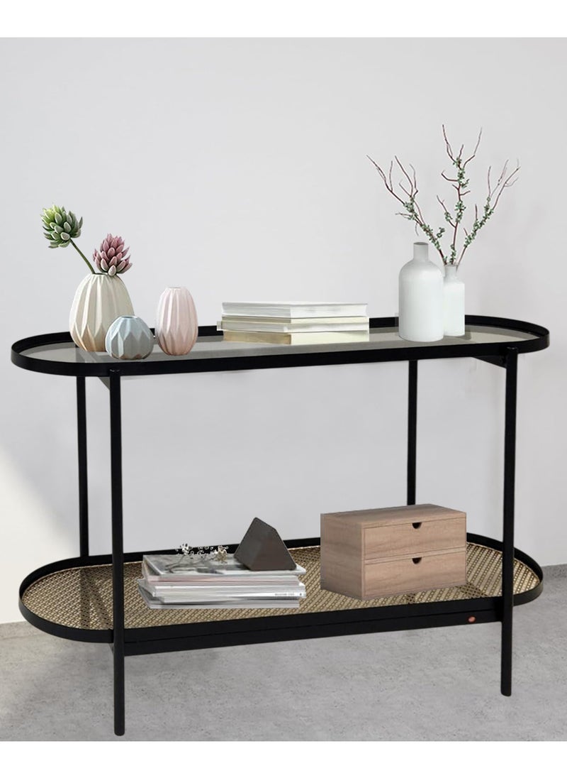 2-Tier Console Table With Glass Top 120*40*80 CM
