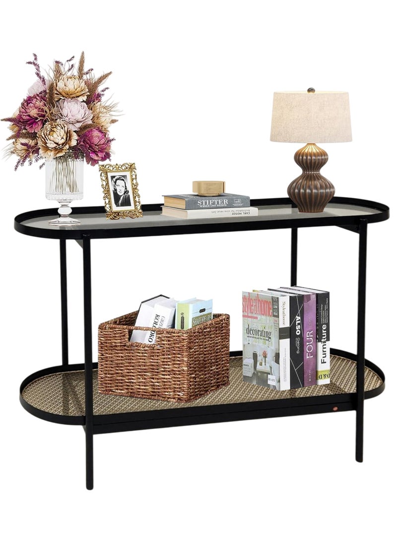 2-Tier Console Table With Glass Top 120*40*80 CM