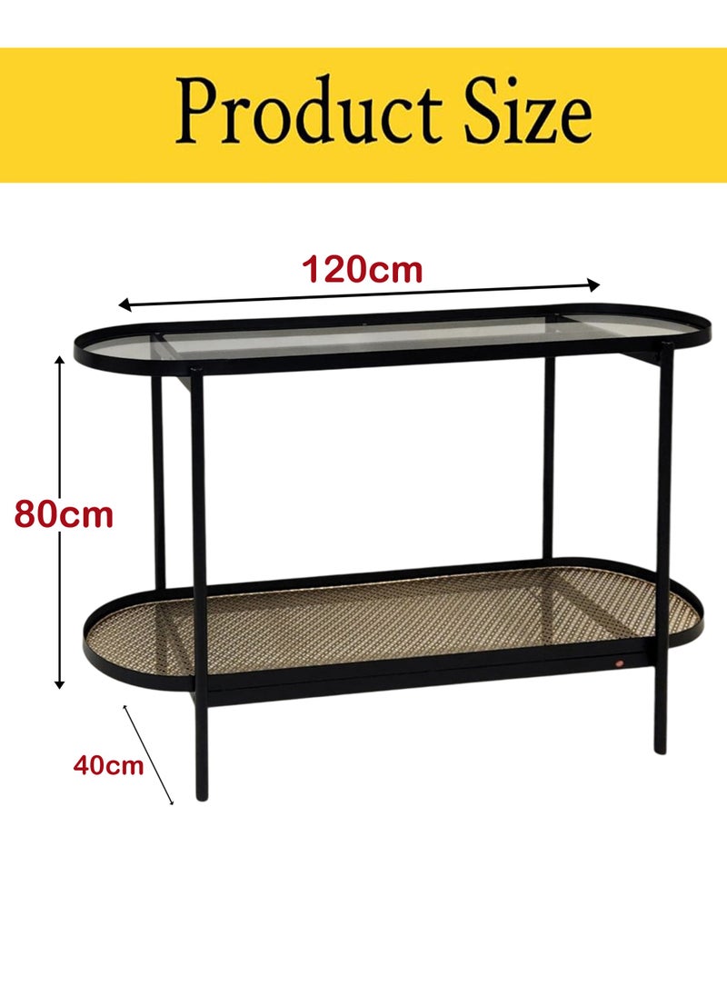 2-Tier Console Table With Glass Top 120*40*80 CM