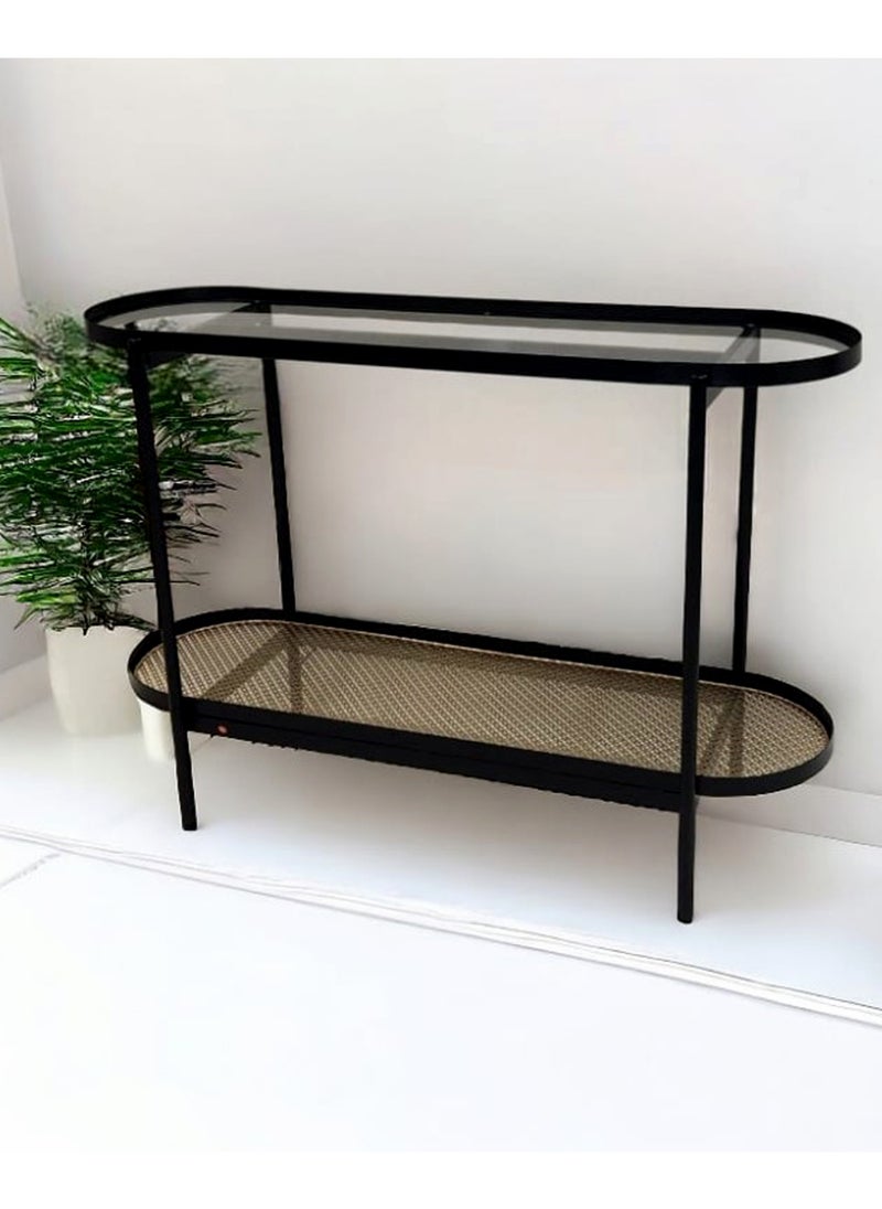 2-Tier Console Table With Glass Top 120*40*80 CM