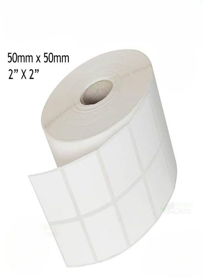 Sehgal Store 50x50 Direct Thermal Square Barcode Label Sticker 2 Up - 2x2 inches - 50mm x 50mm - 2000 Labels Per Roll - White Self Adhesive Sticker for Printing Barcoding Pack of (2) - Image 3
