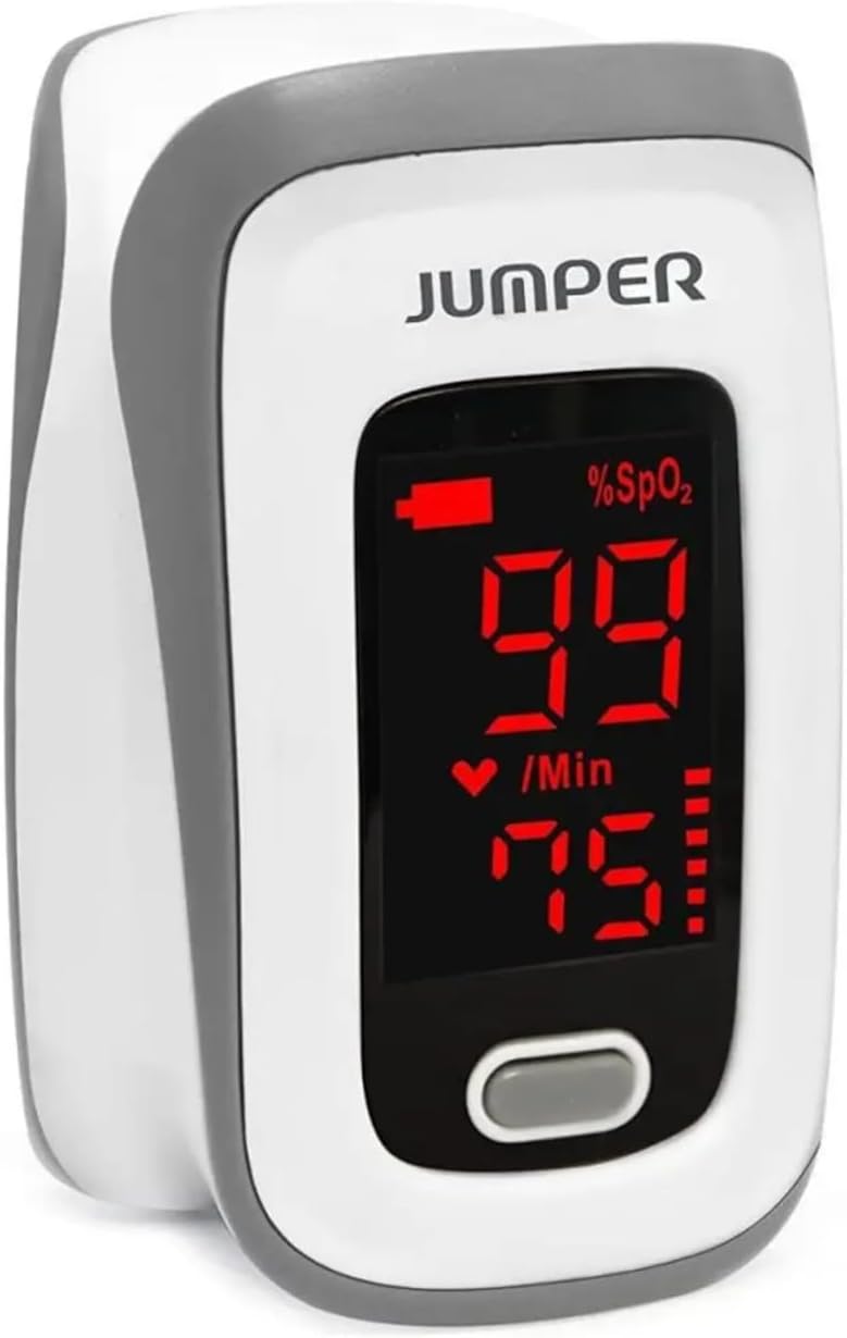 JUMPER Large Screen Pulse Oximeter Measures SpO2 Sats Machine Perfusion Index and Finger Pulse Rate with Case Batteries and Lanyard - Image 2