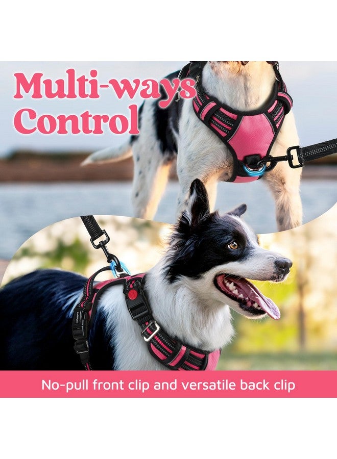 rabbitgoo Dog Harness for Large Dogs, No Pull Pet Vest with 3 Buckles, Adjustable Soft Padded Pet Harness with Easy Control Handle and Reflective Strips, Pink, L - Image 3