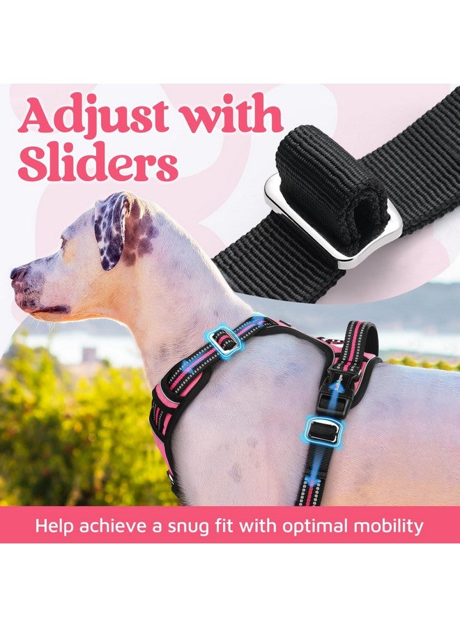 rabbitgoo Dog Harness for Large Dogs, No Pull Pet Vest with 3 Buckles, Adjustable Soft Padded Pet Harness with Easy Control Handle and Reflective Strips, Pink, L - Image 5