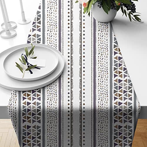 BRICK HOME Geometrical Printed Poly Cotton 4 Seater Table Runner and Bed Runner (13 X 60 Inches) - Image 1