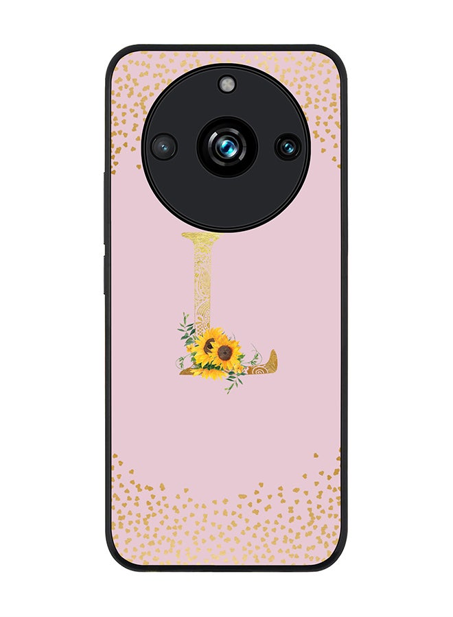 Stylizedd Rugged Black Edge case for Realme 11 Pro/Realme 11 Pro+ Case Cover - Custom Monogram Initial Letter Mandala Floral Pattern Alphabet - L (Pink) - Image 1