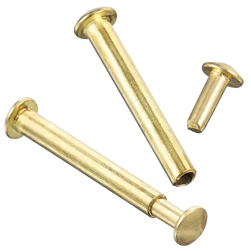 Tehaux Golden Stainless Steel Folding Fan Shaft Rivets and Nuts for Hand Fan Repair 0.82 x 0.19 Inch - Image 2