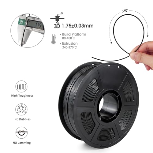 iSANMATE ASA Filament 175mm Black 1KG UV Weather Resistant 3D Printer Filament Perfect for Outdoor Functional Parts Dimensional Accuracy 002mm 1kg Spool 22lbs - Image 3