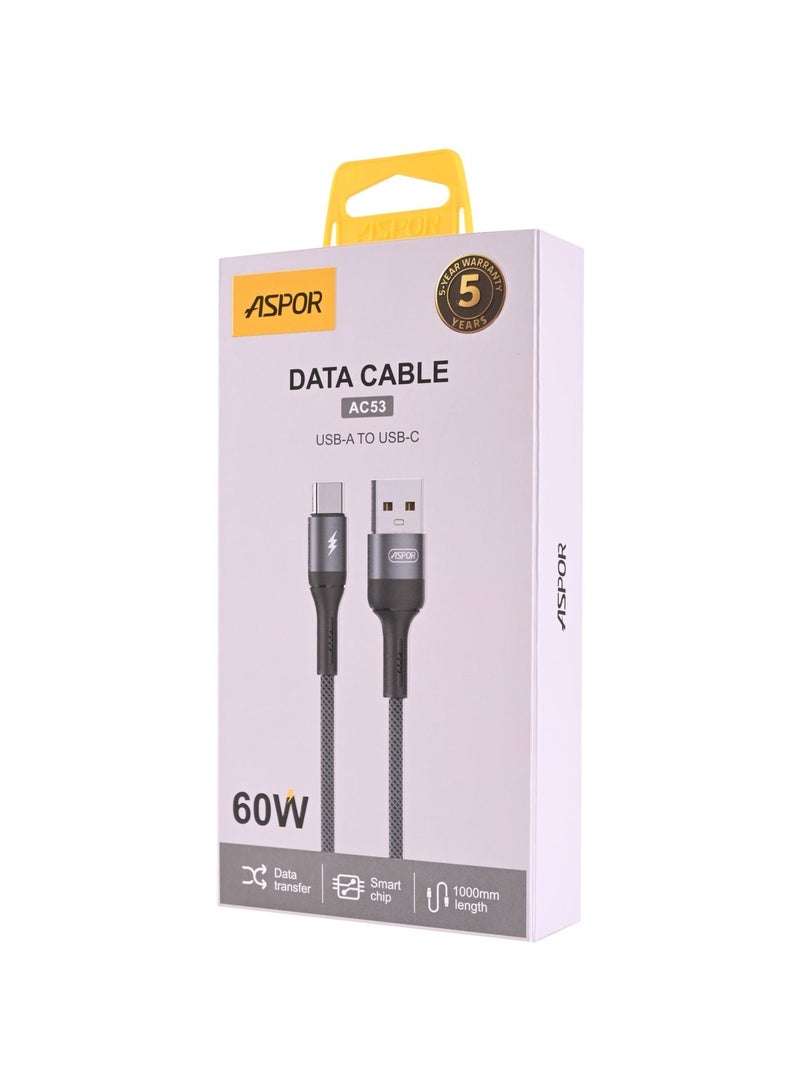 أسبور كيبل جوال ASPOR AC53 USB-A إلى USB-C – شحن سريع وأداء فائق الجودة 🔌 - Image 1