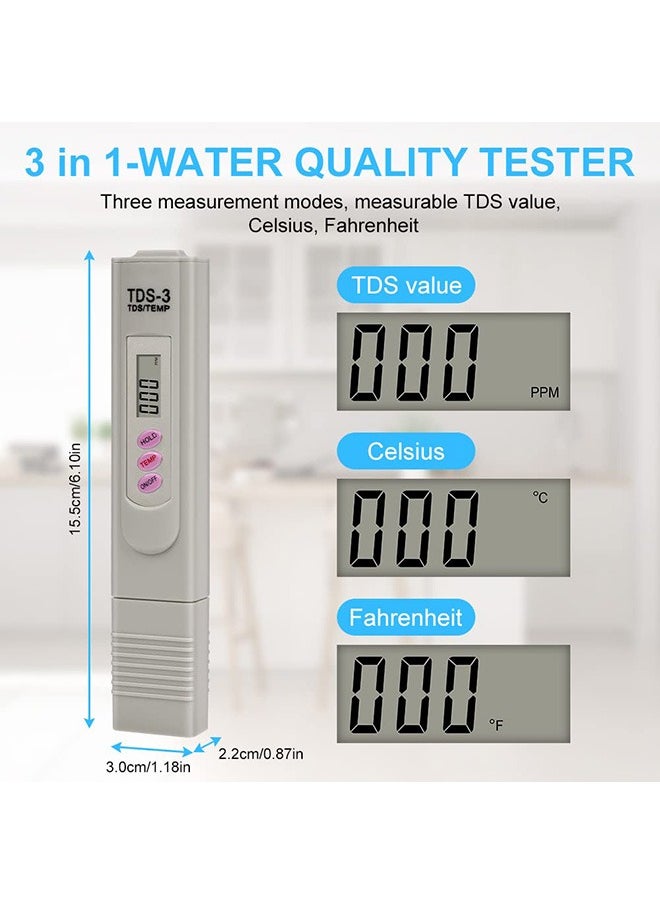 Beauenty TDS Water Quality Tester, Digital LCD TDS Meter Tester Water Testing Pen Purity Filter 0-9990 PPM Temp for Drinking Water, Aquariums and Swimming Pools  - Image 2