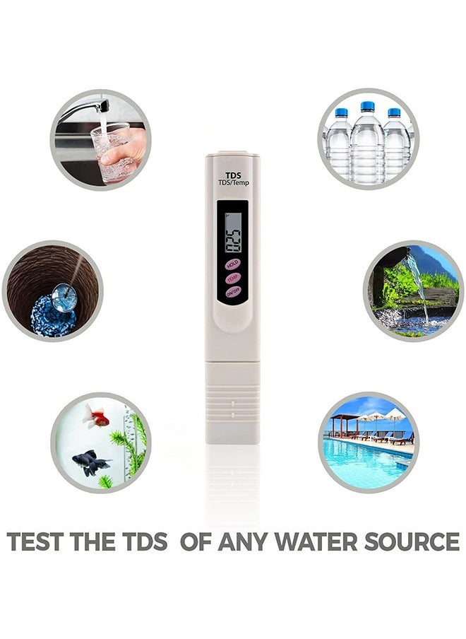 TDS Water Quality Tester, Digital LCD TDS Meter Tester Water Testing Pen Purity Filter 0-9990 PPM Temp for Drinking Water, Aquariums and Swimming Pools