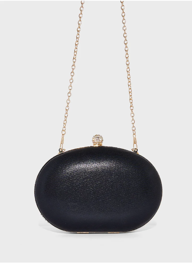 خزانة Diamante Jeweled Oval Frame Clutch Bag