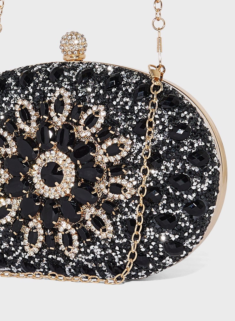Khizana Diamante Jeweled Oval Frame Clutch Bag - Image 4