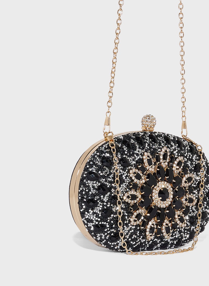 Khizana Diamante Jeweled Oval Frame Clutch Bag - Image 3