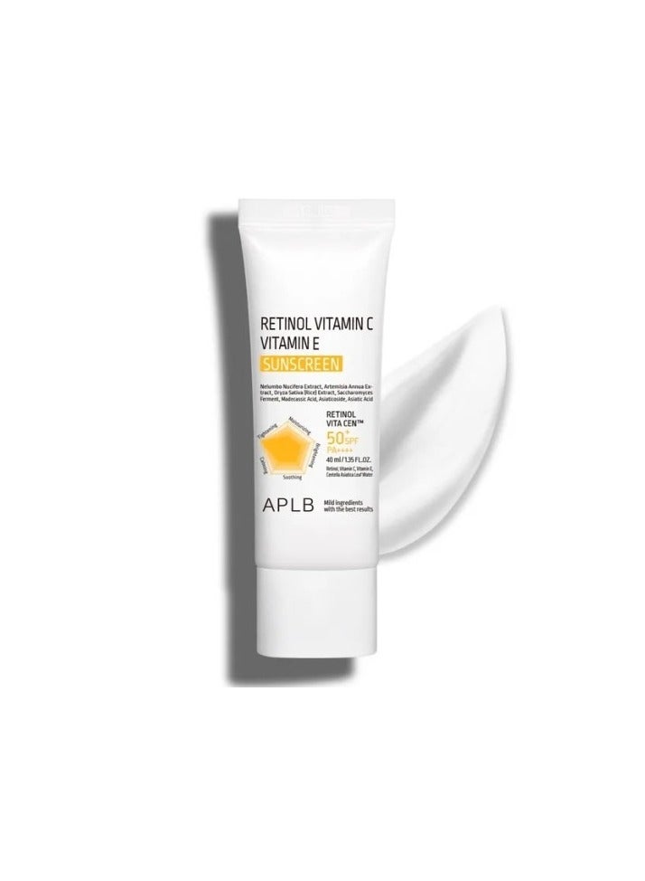 Aplb Retinol Vitamin C Vitamin E Sunscreen SPF50+ PA++++ 40ml