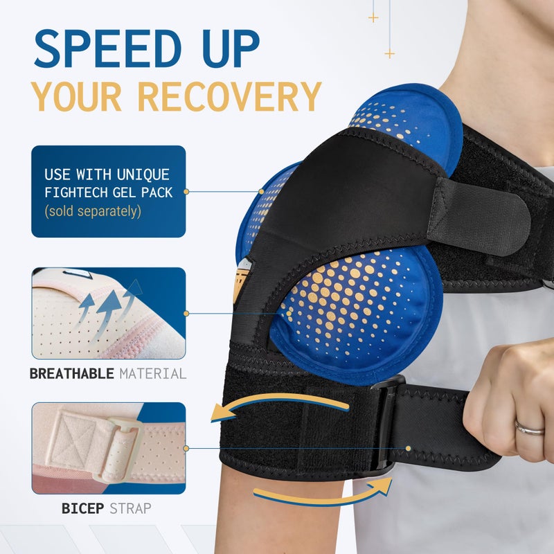 FIGHTECH Shoulder Brace for Women & Men | Support for Torn Rotator Cuff & Other Shoulder Injury - Ac Joint, Dislocated, Separated, Frozen Shoulder | Neoprene Compression Wrap | by FIGHTECH (BLK, S-M) - Image 3